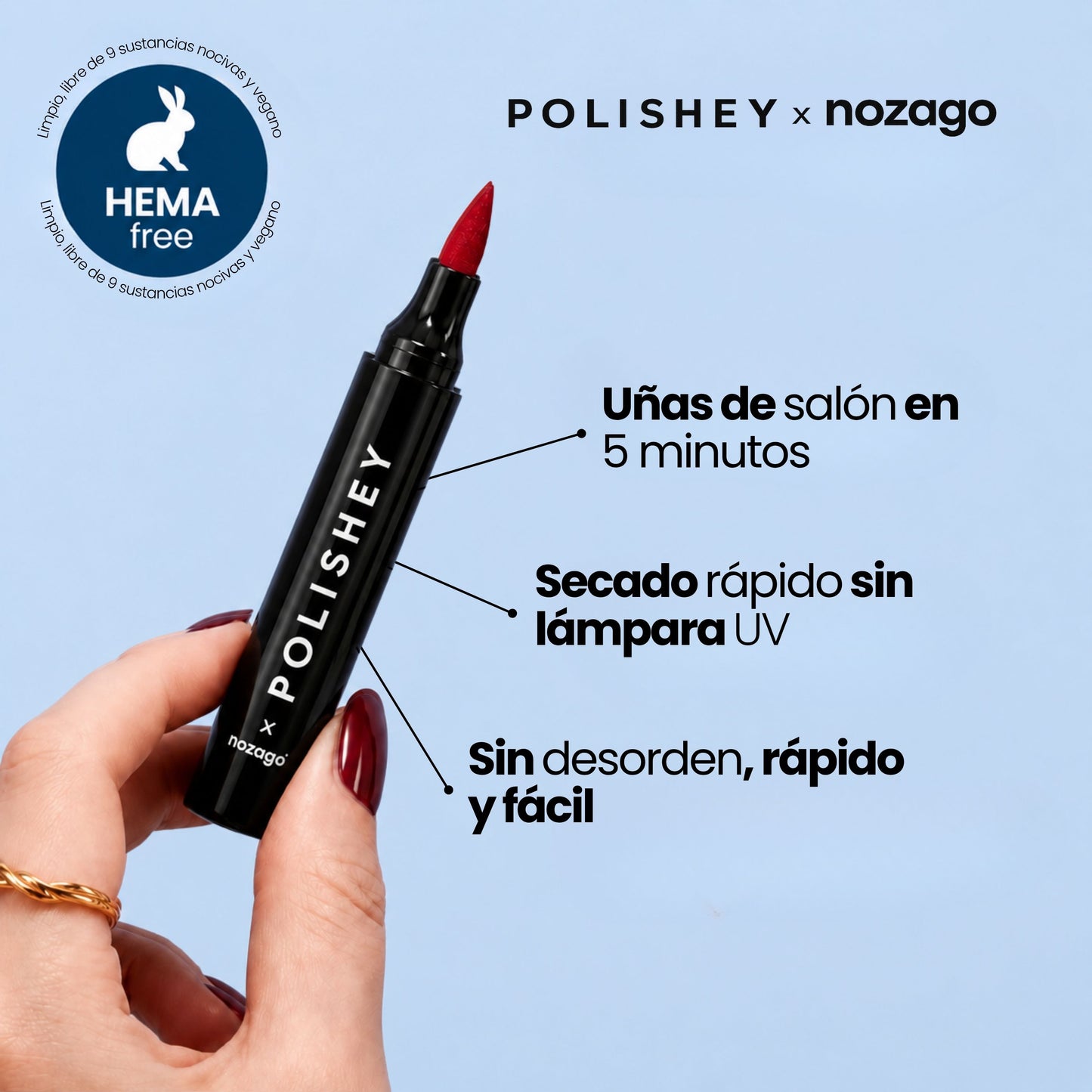 5 esmaltes en rotulador sin lámpara UV | Polishey™